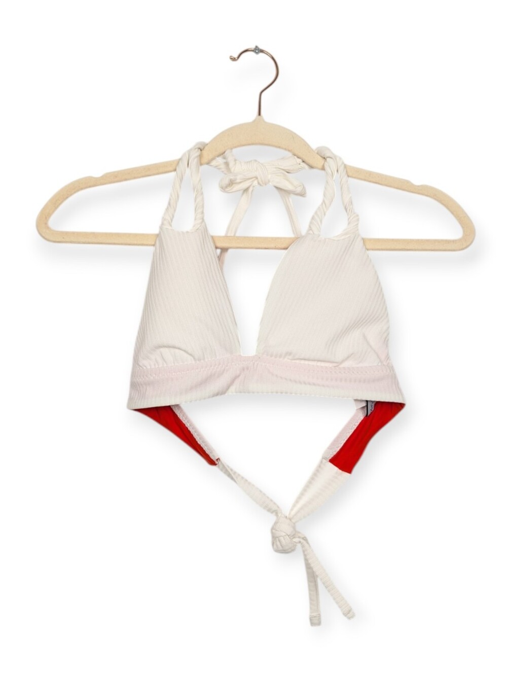 Isabella Rose Swim Bikini Top M White Halter Swim Top